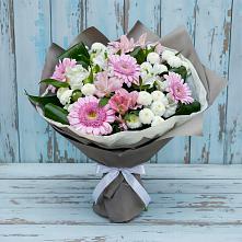 Букет цветов из:  Герберы, Альстромерии и Хризантемы #REPLACE_PRED# Коренево