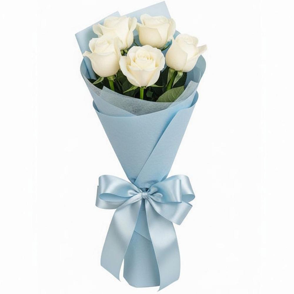 Букет 5 Белых роз Проуд в Коренево