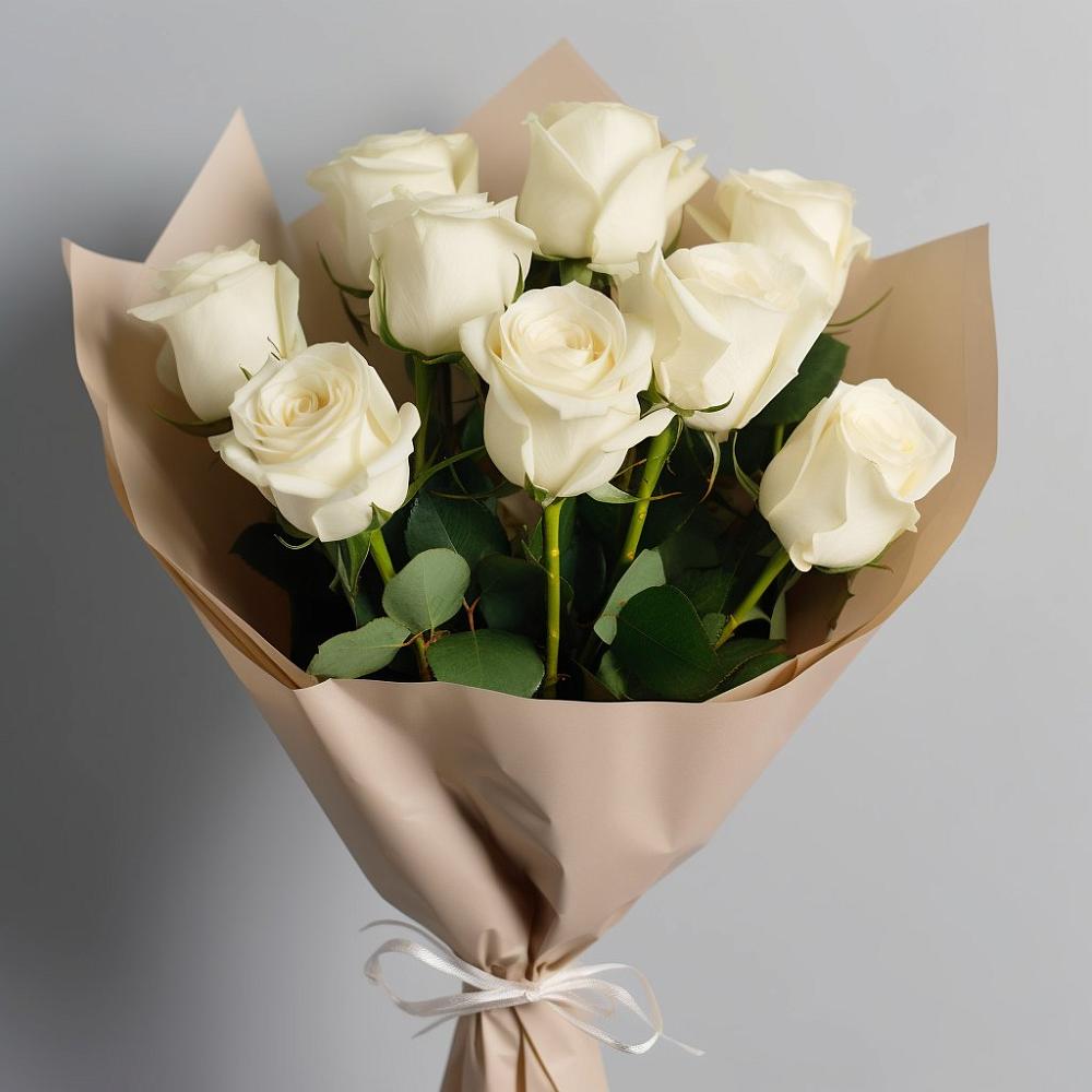 Букет 9 Белых роз Эдлесс Лав в Коренево