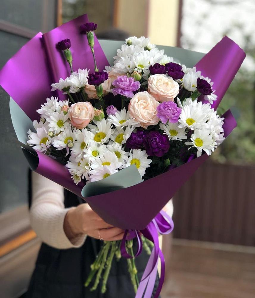 Букет цветов из: Хризантемы, Гвоздики и Розы в Коренево