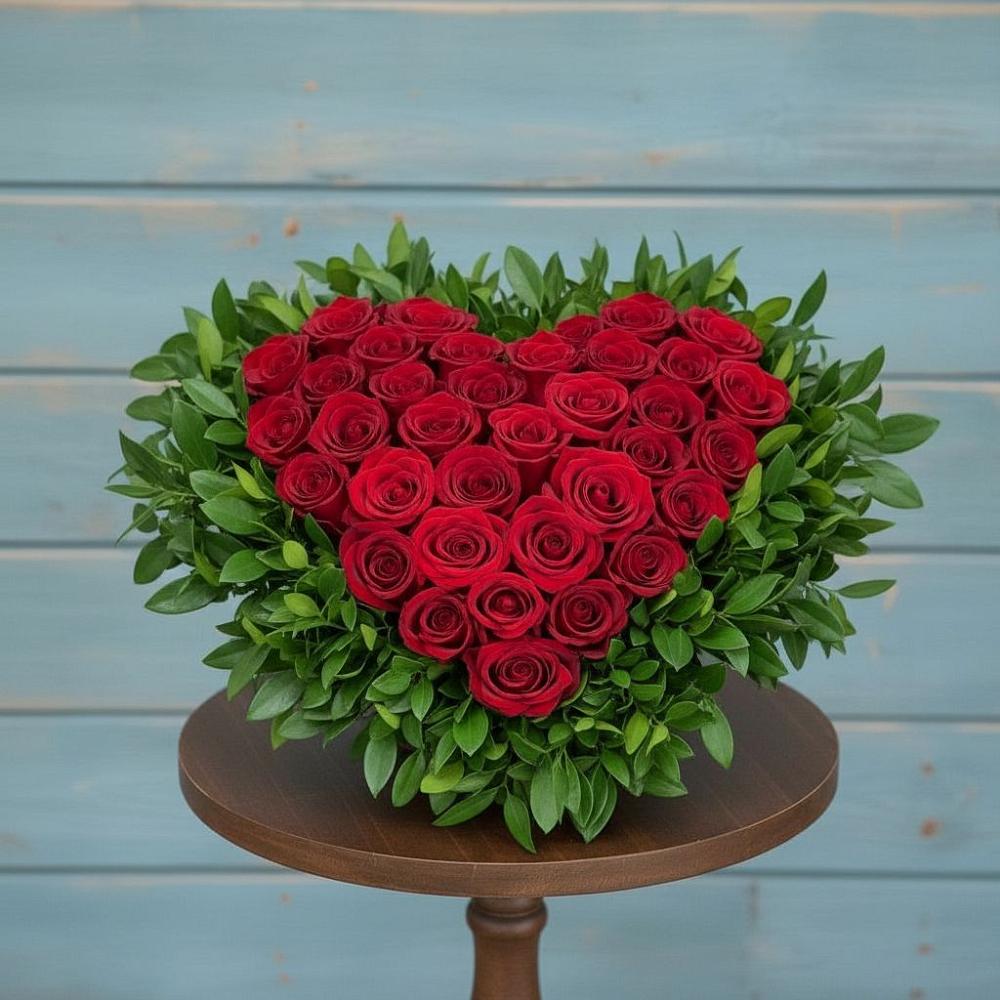 Цветочная композиция из Розы в виде сердца в Коренево