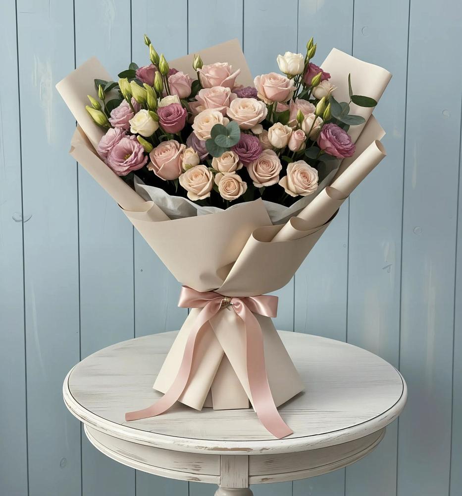 Букет цветов из: Розы и Лизиантусы в Коренево