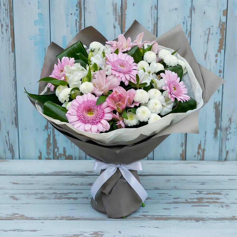 Букет цветов из: Герберы, Альстромерии и Хризантемы в Коренево