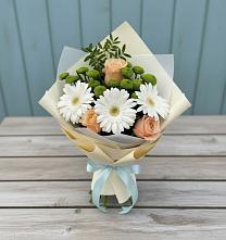 Букет цветов из:  Герберы, Розы и Хризантемы #REPLACE_PRED# Коренево