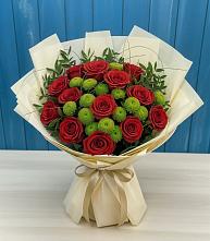 Букет цветов из:  Розы и Хризантемы в Коренево